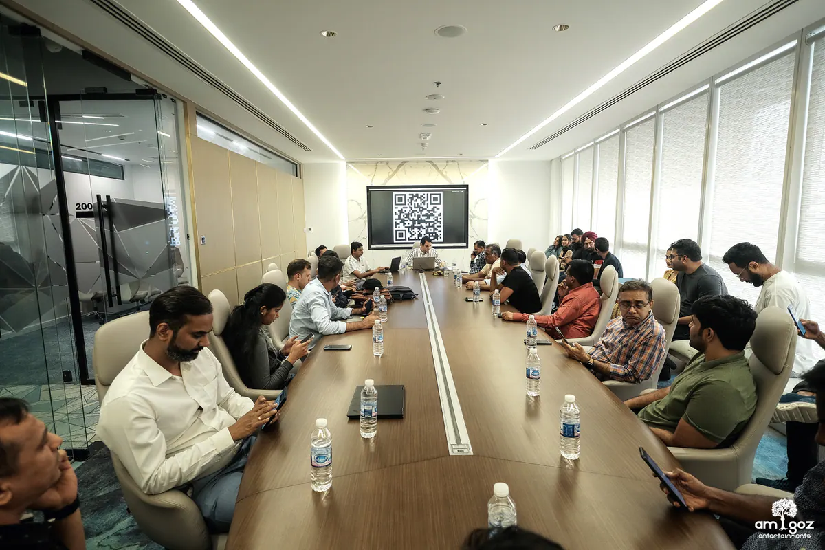A private founder boardroom prepared for focused discussion